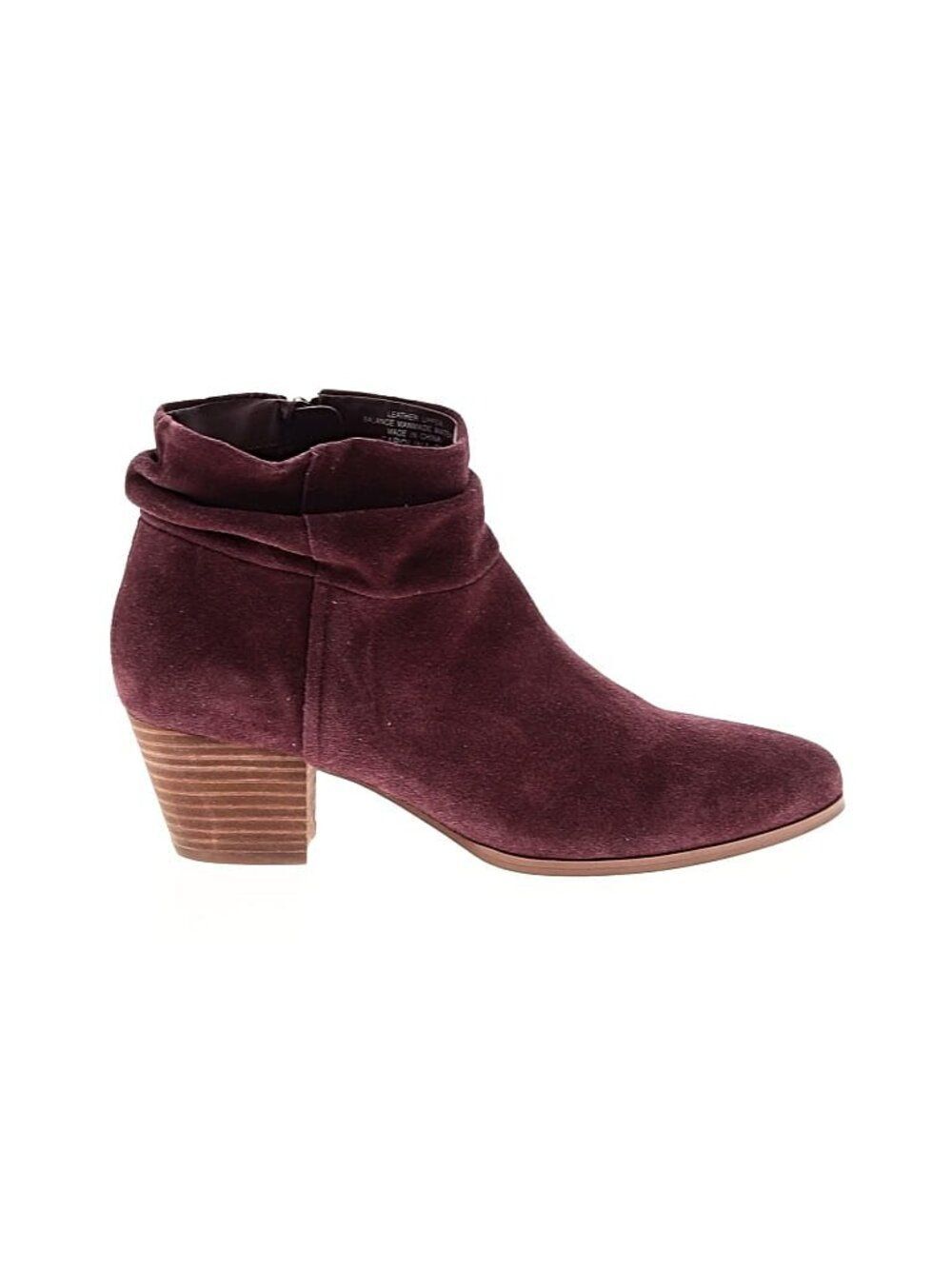 Violet & Red Suede Leather Ankle Boots Bugundy Red Booties Sz 9